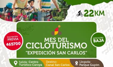 COLONIA CAROYA : MES DEL CICLOTURISMO  SUMATE A LA “EXPEDICION SAN CARLOS