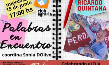 COLONIA CAROYA: EL CICLO "PALABRAS EN ENCUENTRO" TRAE A RICARDO QUINTANA
