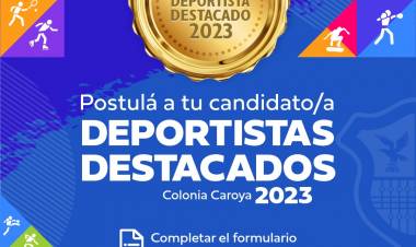 #ColoniaCaroya : Comenzó la postulación para los Deportistas Destacados 2023