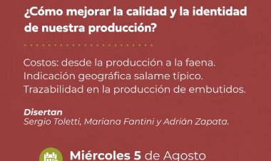 #COLONIACAROYA: El miércoles 5 de agosto se realizará en nuestra ciudad una disertación sobre la producción caroyense con valor agregado.