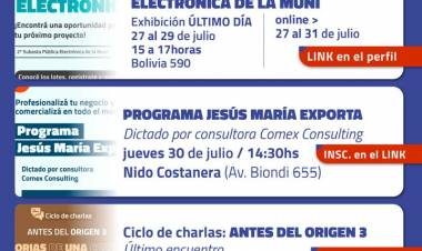 #JESUSMARIA:  SE NOS VA JULIO Y TE TRAEMOS AGENDA PARA TENER EN CUENTA