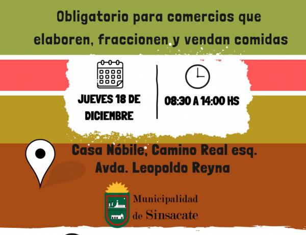 #Sinsacate: Sinsacate dictará un nuevo curso obligatorio de BPM para manipuladores de alimentos