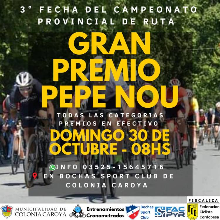 COLONIA CAROYA: Este domingo 30 de octubre campeonato provincial de ciclismo en ruta