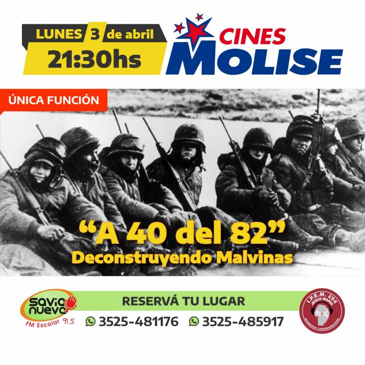 #JesusMaria : Función especial en Cine Molise de " A 40 del 82, Decontruyendo Malvinas"