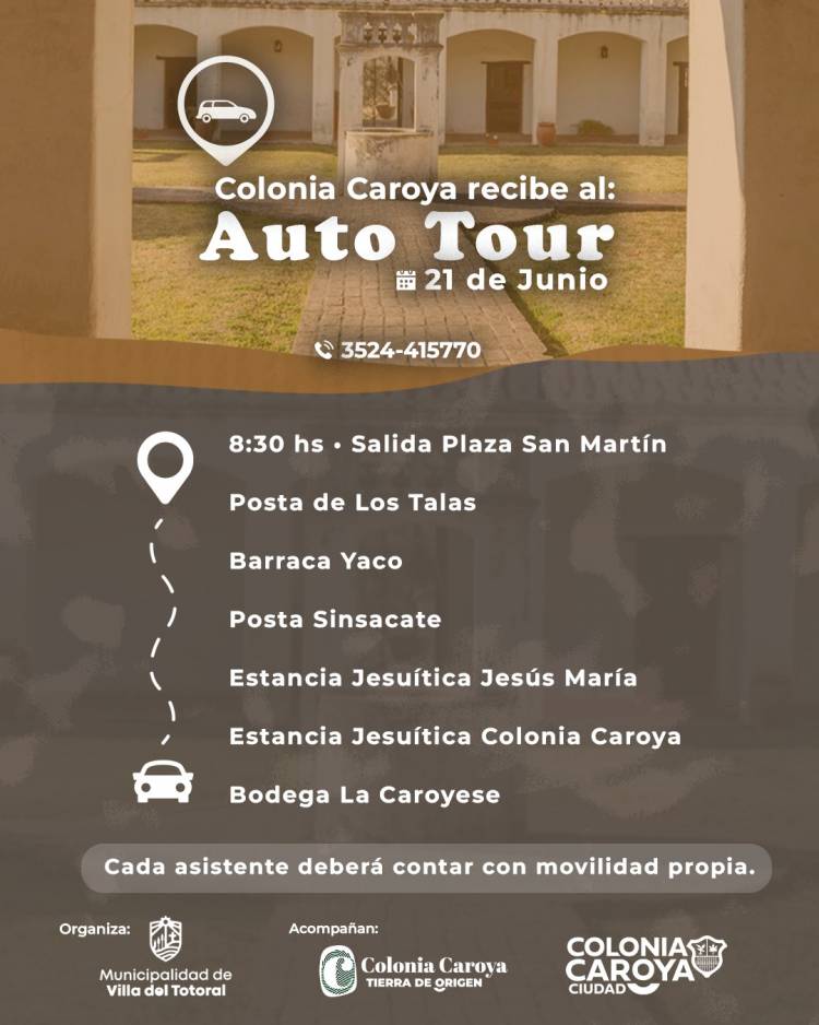 #ColoniaCaroya : EL AUTO TOUR LLEGA A LA CIUDAD