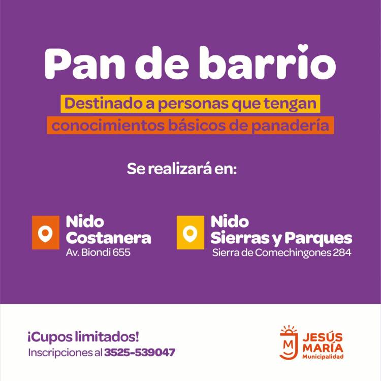 #JesusMaria : Lanza la cuarta edición de "Pan de Barrio"