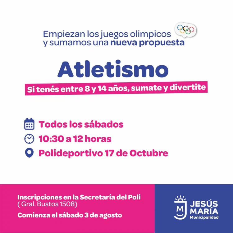 #JesusMaria : Inscripciones abiertas para atletismo en Polideportivo 17 de octubre