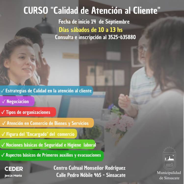 #Sinsacate : Brindará el curso “Calidad de Atención al Cliente” 