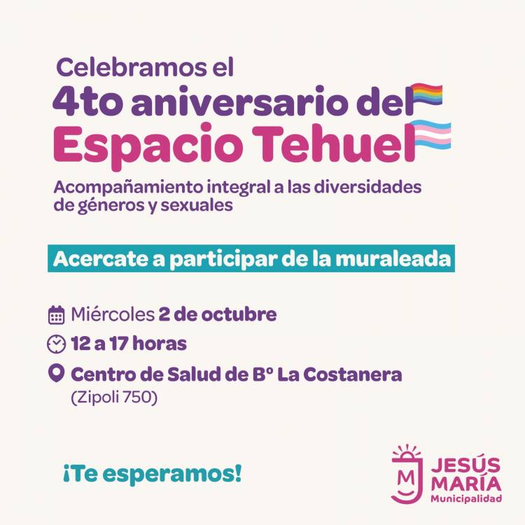 #JesusMaria : Muraleada por el cuarto aniversario del Espacio Tehuel