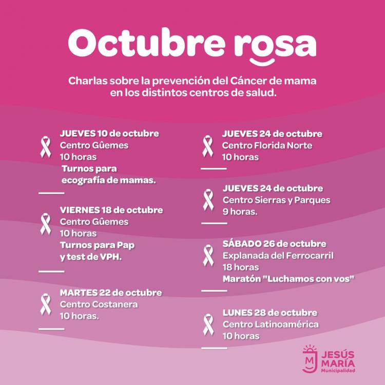 #JesusMaria : Se suma al Mes de Concientización sobre el cáncer de mama