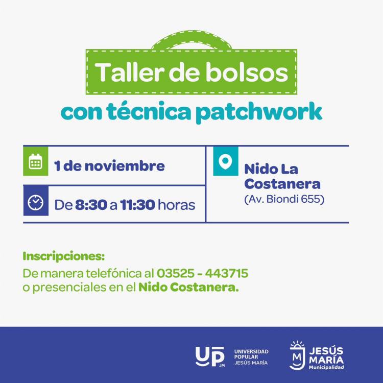 #JesusMaria : Creatividad y reciclaje: taller de bolsos con técnica patchwork