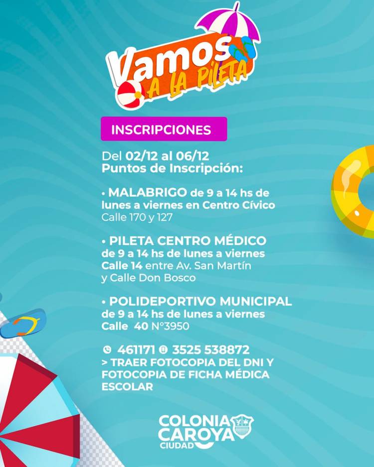 #ColoniaCaroya : UInscripciones para la Escuela de Verano