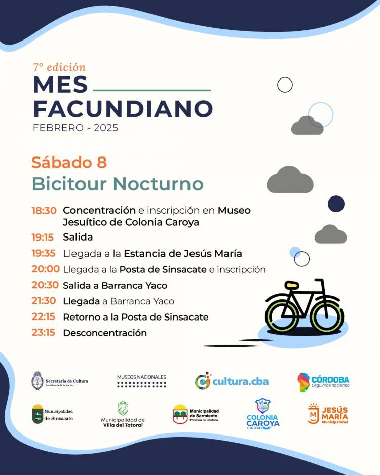 #ColoniaCaroya : Bicitour Nocturno  en el Mes Facundiano