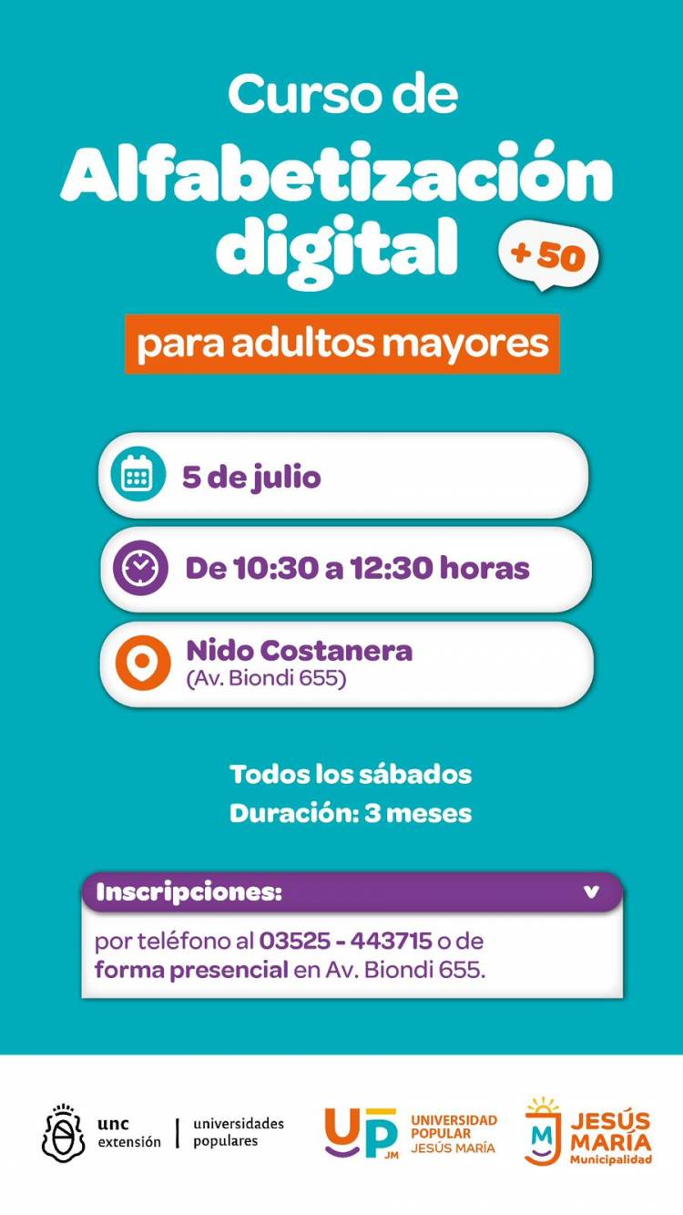 #JESUSMARIA : Abren inscripciones para el curso gratuito de alfabetización digital para adultos mayores