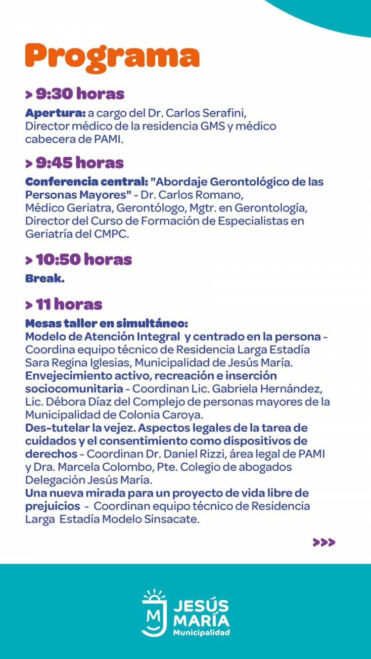 #Jesús María: participa de la 1° Jornada Gerontológica del Norte Cordobés