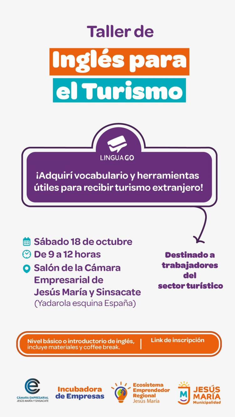 #JESUSMARIA - Taller de inglés para el turismo: una propuesta para fortalecer la atención a visitantes extranjeros