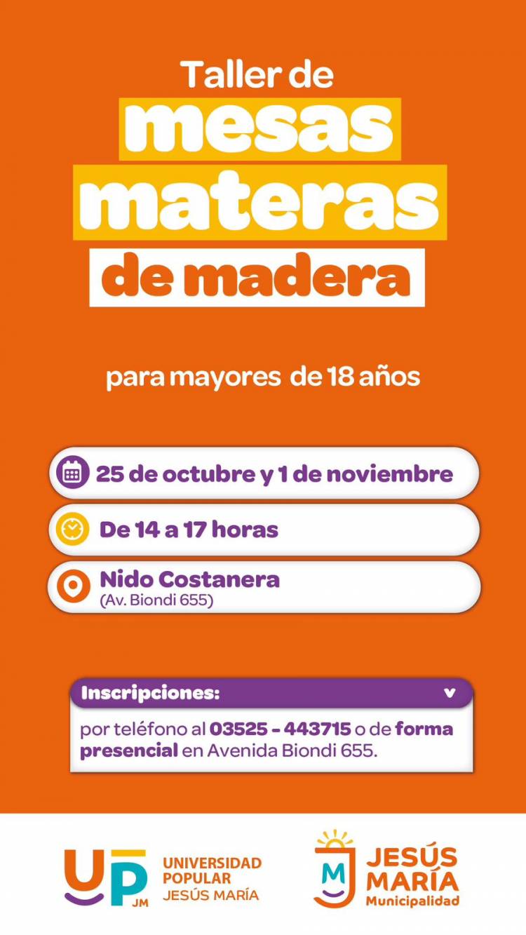 #JESUSMARIA - El taller de mesas materas de madera llega al Nido Costanera