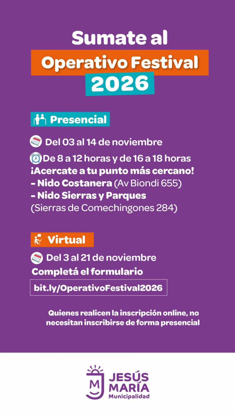 Comienza el Operativo Festival 2026 en Jesús María