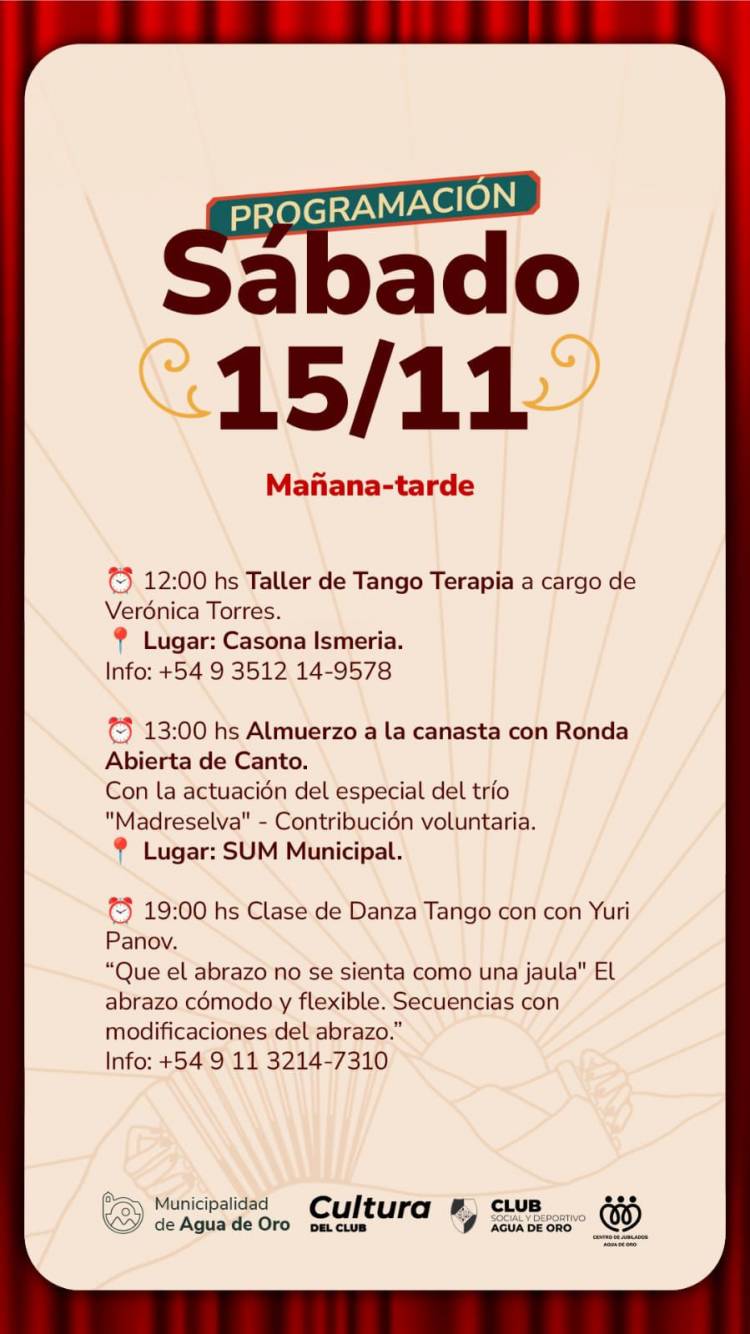 #AguadeOro: AGUA DE ORO VIVIRÁ SU PRIMER FESTIVAL DE TANGO