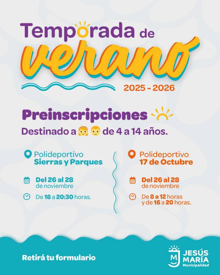 #JesusMaria: Jesús María abre las preinscripciones para la temporada de verano en los polideportivos