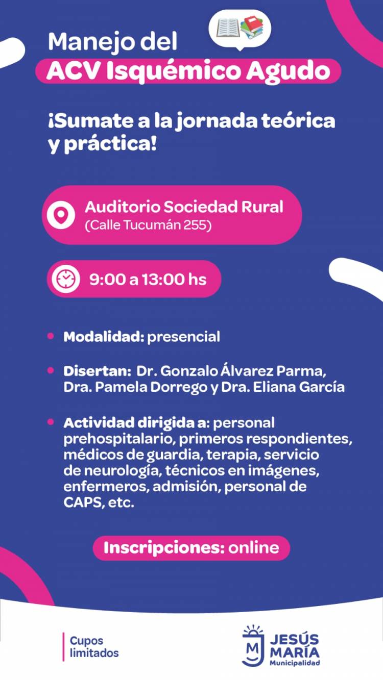 #JESUSMARIA - impulsa una capacitación regional en emergencia por ACV