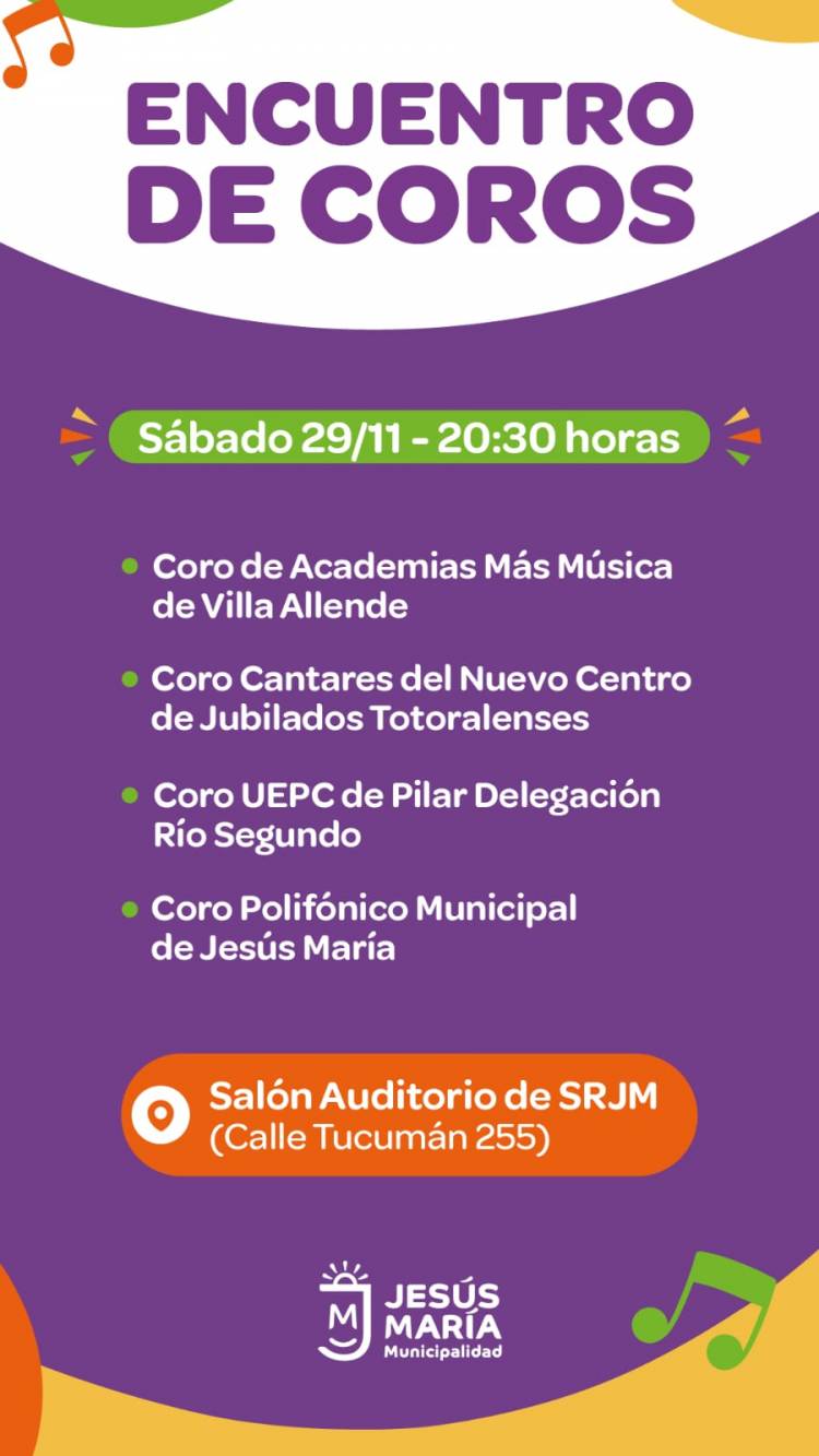 #JESUSMARIA - Jesús María será sede de un nuevo Encuentro de Coros