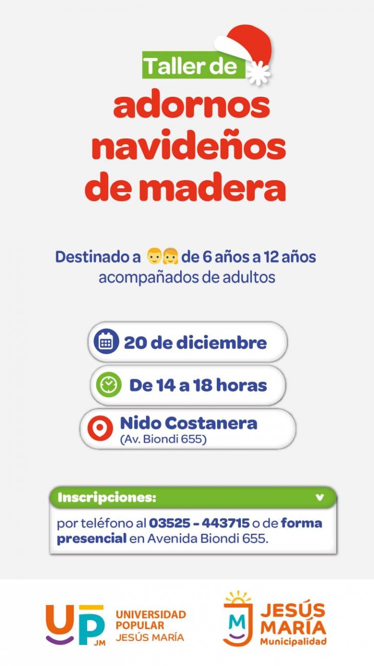 #JesusMaria: Jesús María invita a los más chicos a crear adornos navideños en un taller único de madera