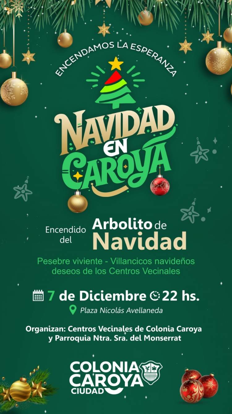 #ColoniaCaroya: Encendido del Arbolito y Pesebre en la plaza