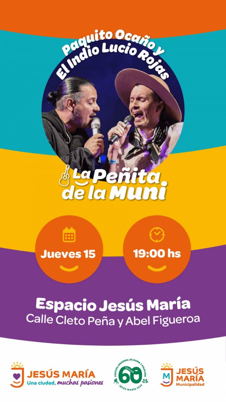 #FESTIVAL - Paquito Ocaño y Lucio “El Indio” Rojas se presentan en La Peñita de la Muni
