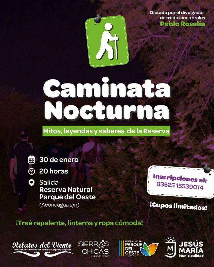 #JESUSMARIA: Caminata nocturna en el Parque del Oeste: mitos y leyendas del monte nativo