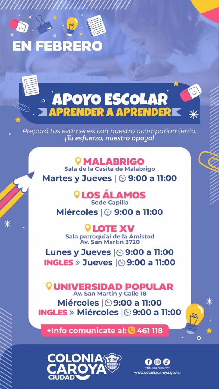 #COLONIACAROYA: Vuelven las clases de apoyo escolar 