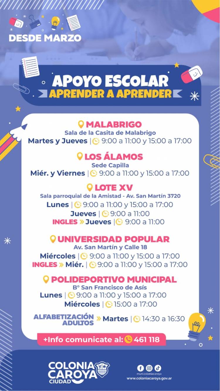 #COLONIACAROYA :  Siguen las clases de apoyo escolar