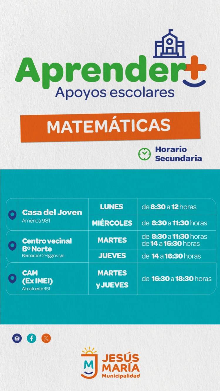 #JESUSMARIA: CINCO NOVEDADES PARA COMENZAR LA SEMANA INFORMADO 