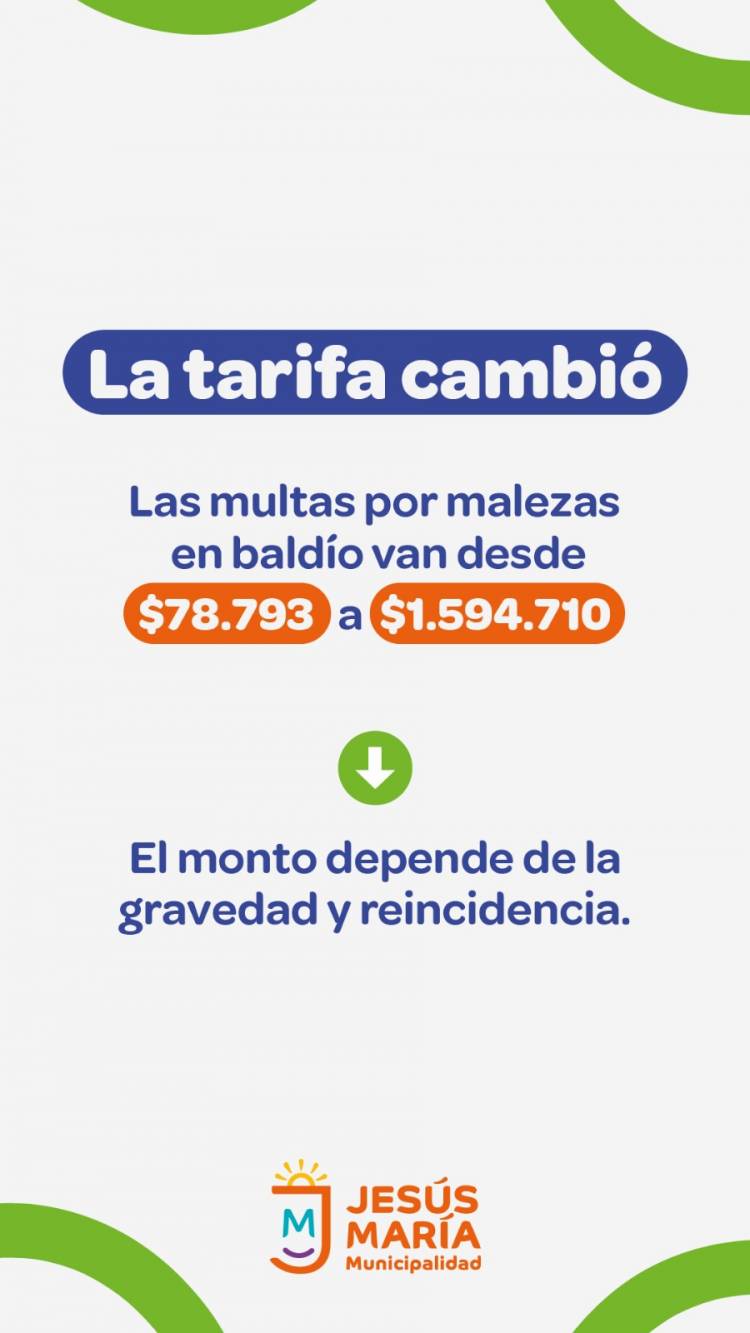 #JESUSMARIA: Mantené limpio tu baldío o inmueble