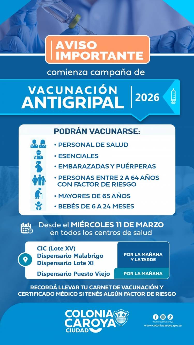 #COLONIACAROYA: Comenzó la vacunación antigripal