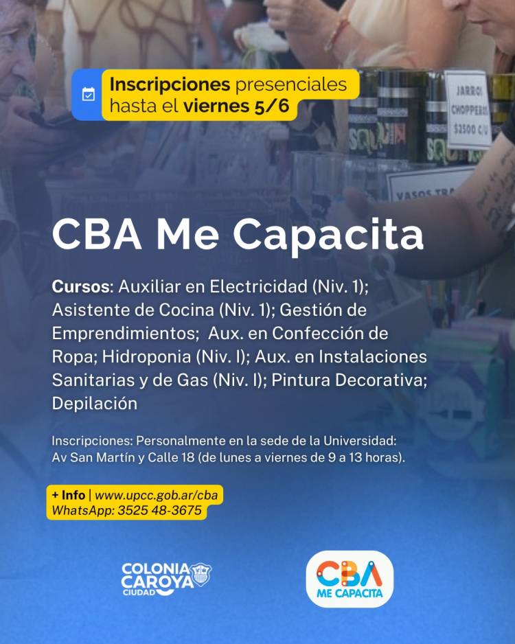 #COLONIACAROYA  - ¡Últimos días de inscripción para el programa CBA Me Capacita!