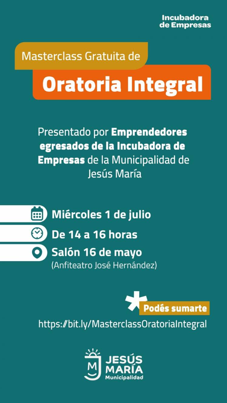 #JESUSMARIA : invita a una masterclass de oratoria integral para fortalecer habilidades de comunicación