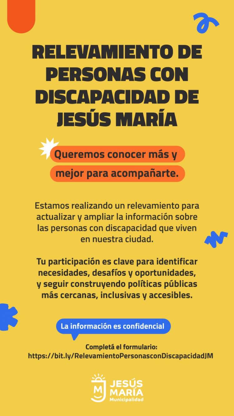 #JESUSMARIA : Cada respuesta cuenta: Jesús María impulsa un relevamiento sobre discapacidad 