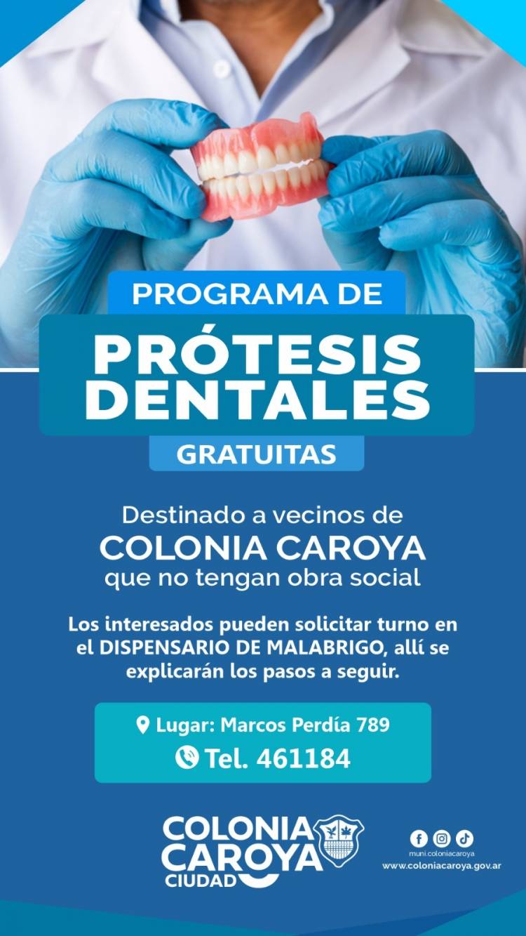 #COLONIACAROYA: Prótesis dentales gratuitas para vecinos de Colonia Caroya