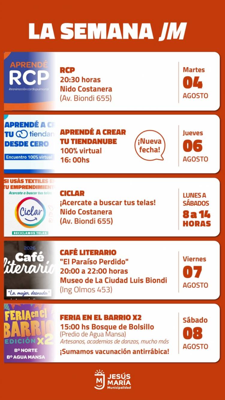 #JESUSMARIA: Jesús María presenta una semana cargada de propuestas para aprender, emprender, reciclar y disfrutar en comunidad
