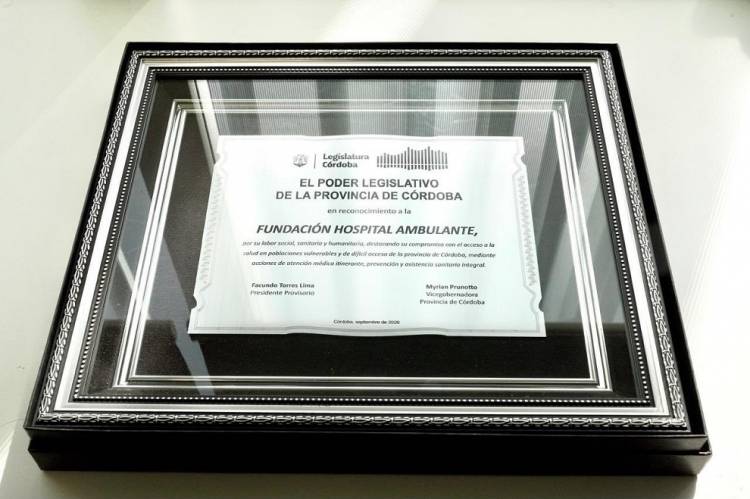 #PROVINCIALES: La Legislatura reconoció a la Fundación Hospital Ambulante por su labor social, sanitaria y humanitaria